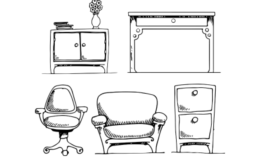 イラスト：椅子や棚